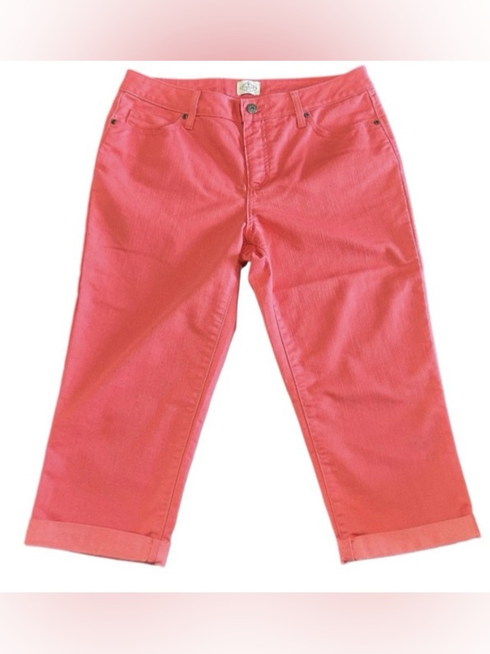St John’s Bay Denim Capri Jeans Pants Women’s 14 Stylish Cuffed Hems Preppy